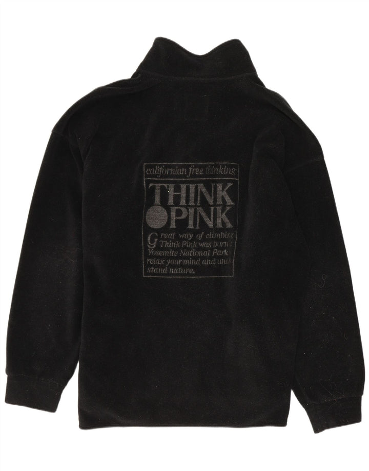 Think Pink Męski, graficzny sweter polarowy z zamkiem błyskawicznym, duży, czarny poliester