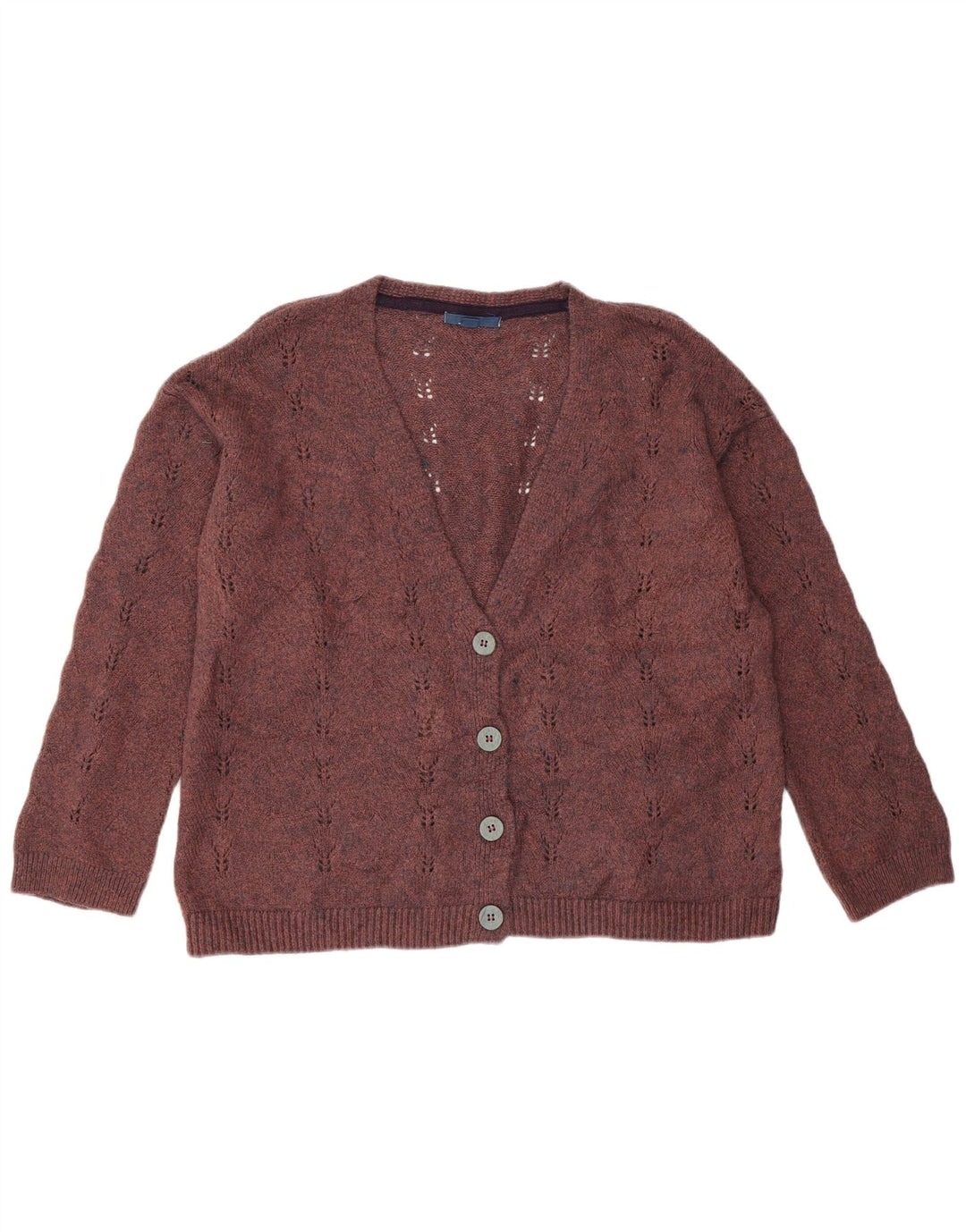 Damski sweter rozpinany White Stuff o luźnym kroju UK 14 Średni bordowy akryl