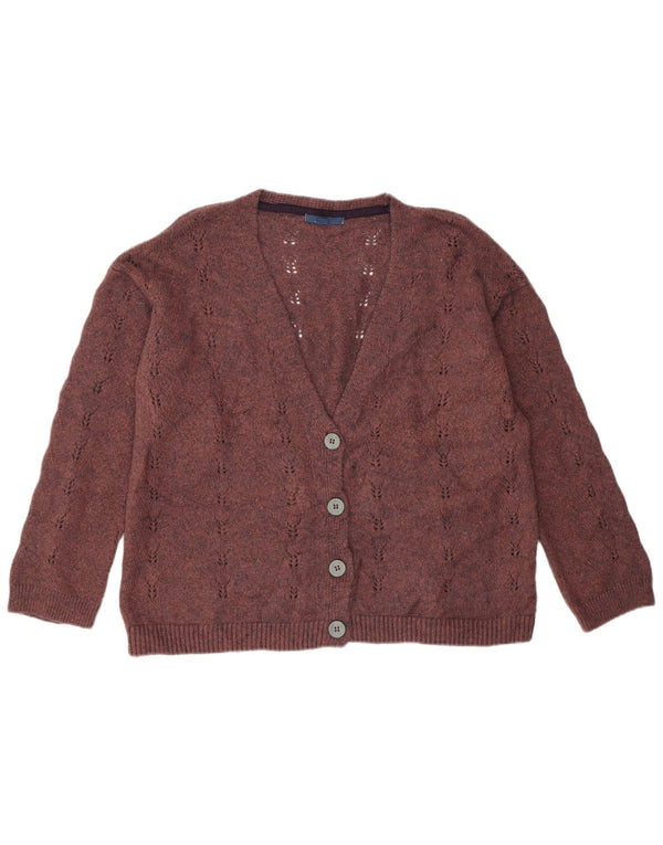 Damski sweter rozpinany White Stuff o luźnym kroju UK 14 Średni bordowy akryl