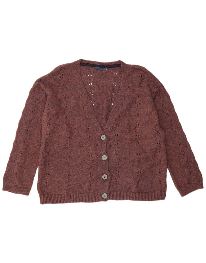 Damski sweter rozpinany White Stuff o luźnym kroju UK 14 Średni bordowy akryl