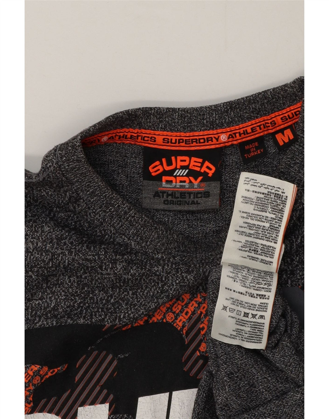 Męski T-shirt Superdry z grafiką, średnioszary, bawełniany w cętki
