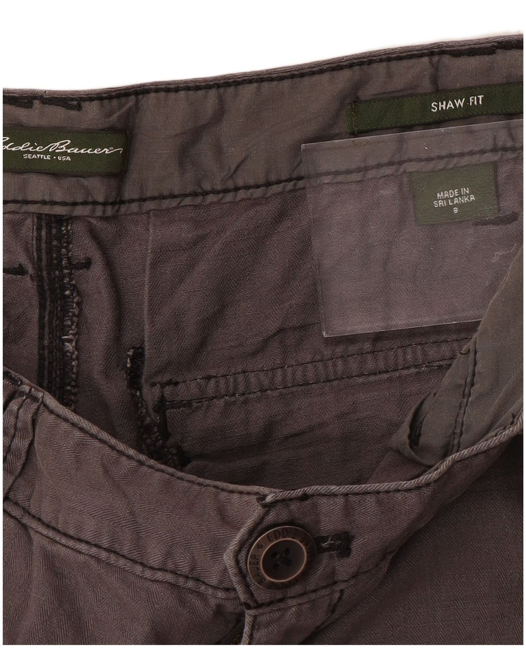 Proste, przycięte spodnie EDDIE BAUER US 8 Medium W32 L23 Szare