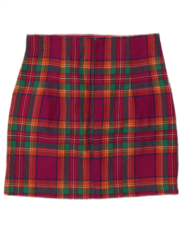 Damska spódniczka mini VINTAGE W24 XS w różową kratkę