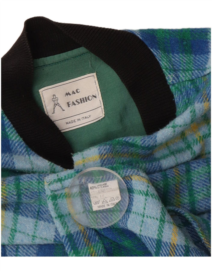 Męska koszula flanelowa Mac Fashion, wełniana w średnią niebieską kratkę