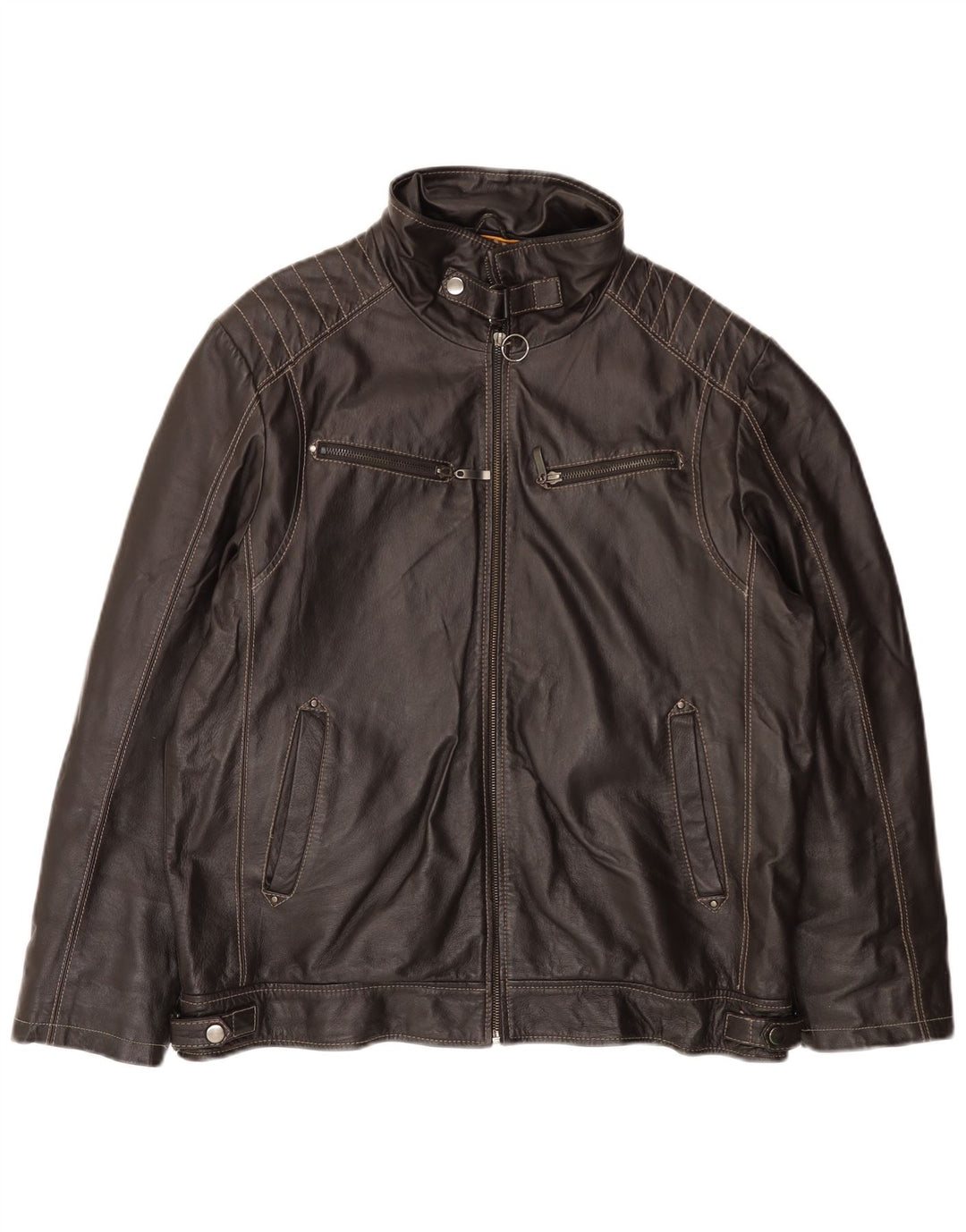 Męska kurtka skórzana KARTEL UK 38 Średniobrązowa skóra