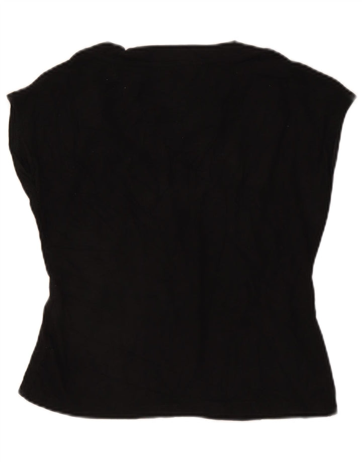 Damska bluzka typu Crop Top UK 12, średnia czarna wiskoza SASHA