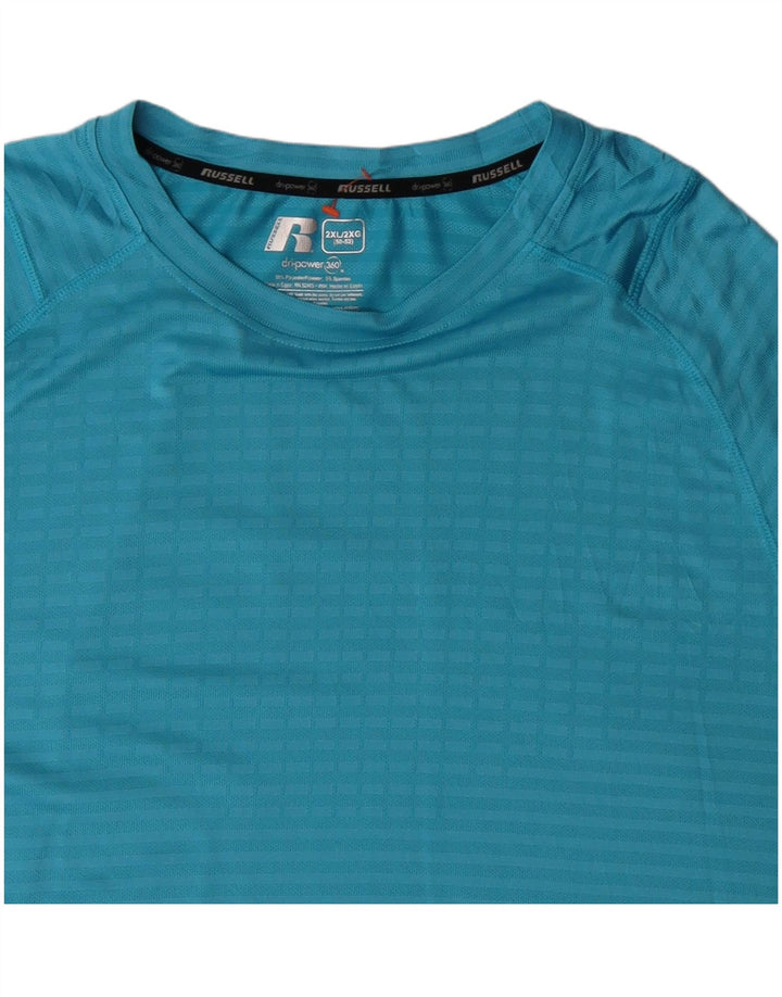 T-shirt męski RUSSELL ATHLETIC Top 2XL, poliester w niebieskie paski