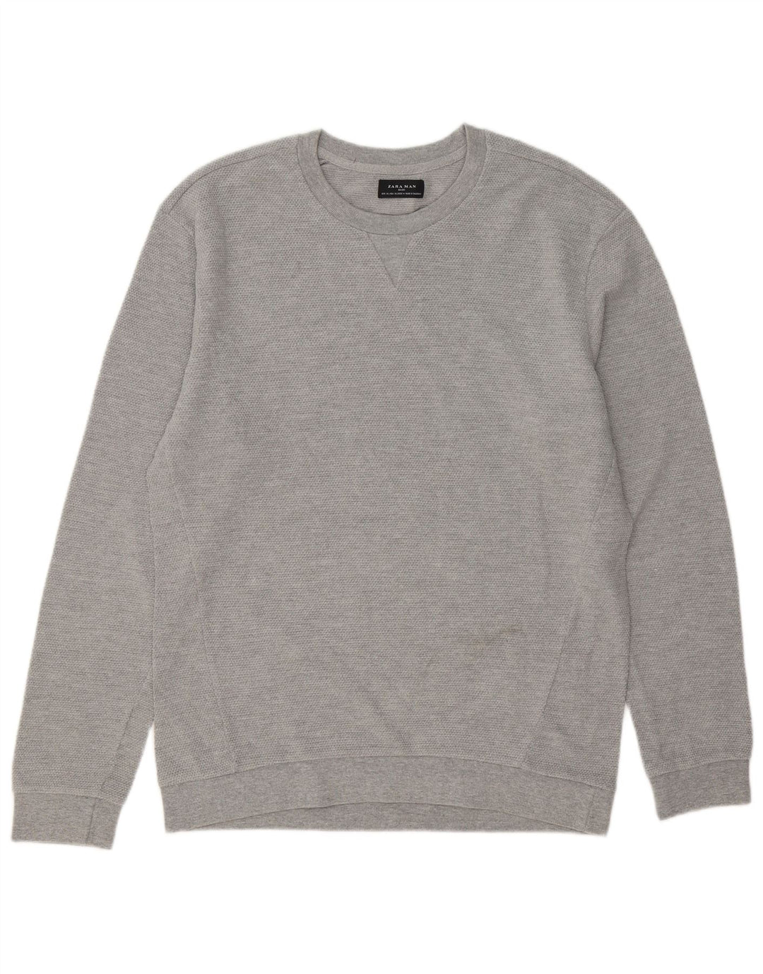Męski sweter z okrągłym dekoltem Zara XL, szara bawełna