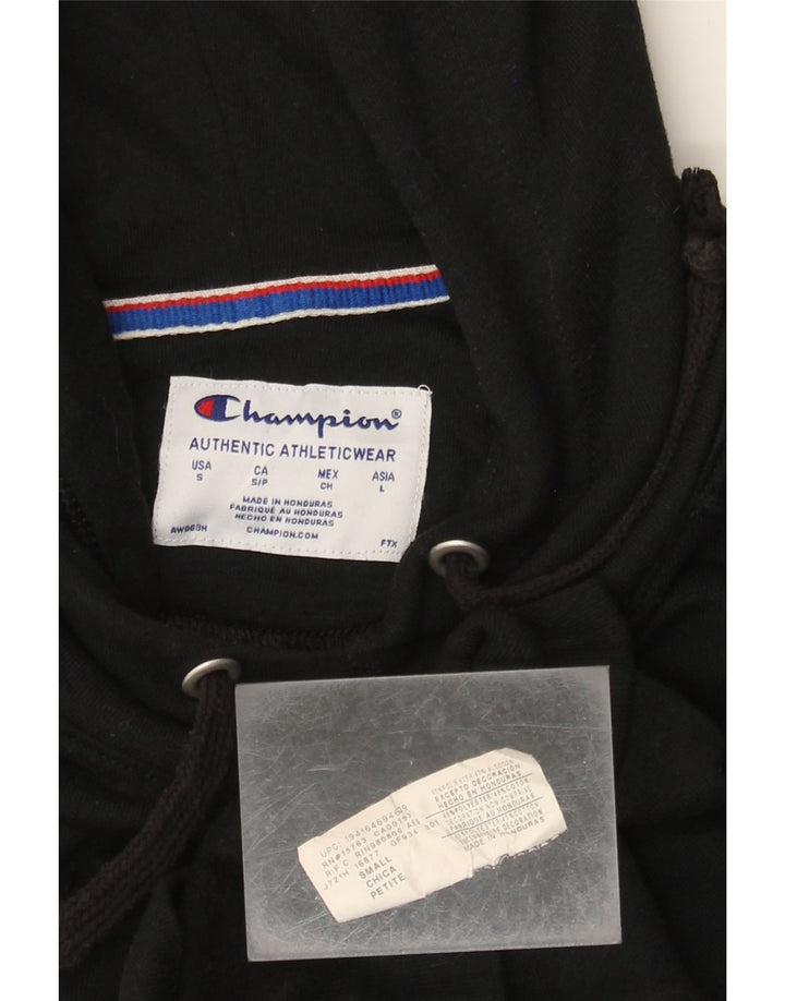 Damski sweter z kapturem i grafiką CHAMPION, mały, czarny poliester