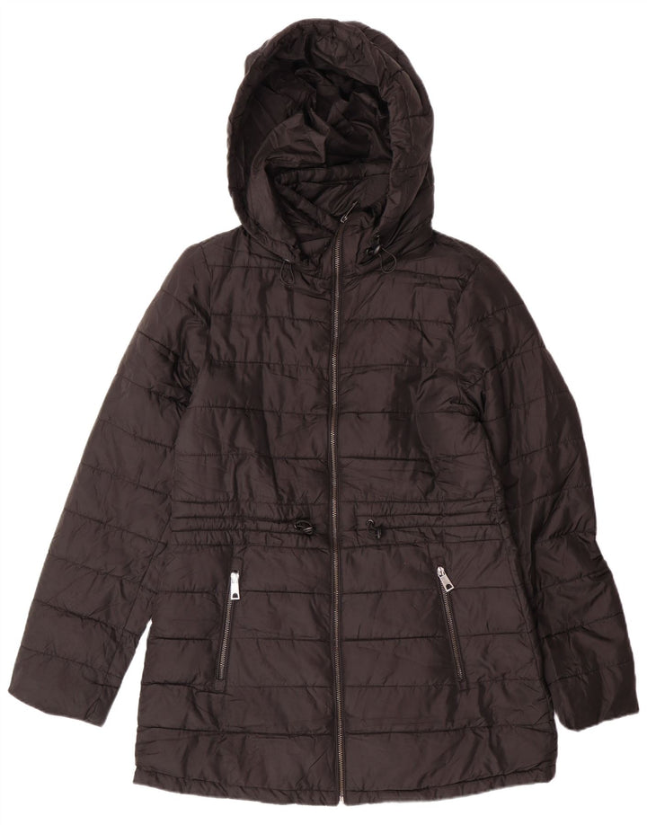 Damska ocieplana kurtka z kapturem ZARA UK 10, mała, czarna, poliester