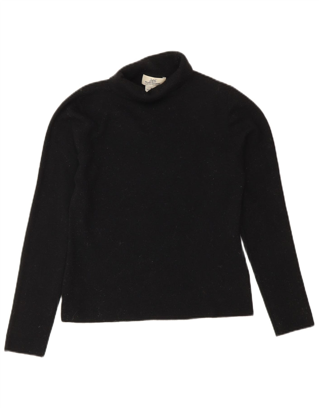 BROOKS BROTHERS Damski sweter 346 z wywijanym dekoltem, UK 8, mała czarna wełna
