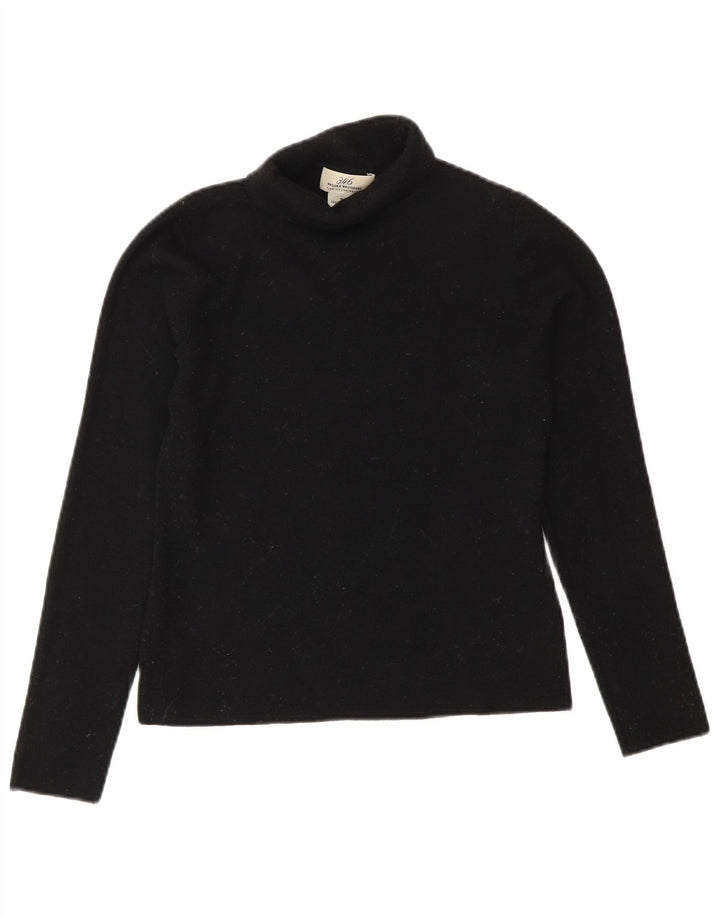 BROOKS BROTHERS Damski sweter 346 z wywijanym dekoltem, UK 8, mała czarna wełna