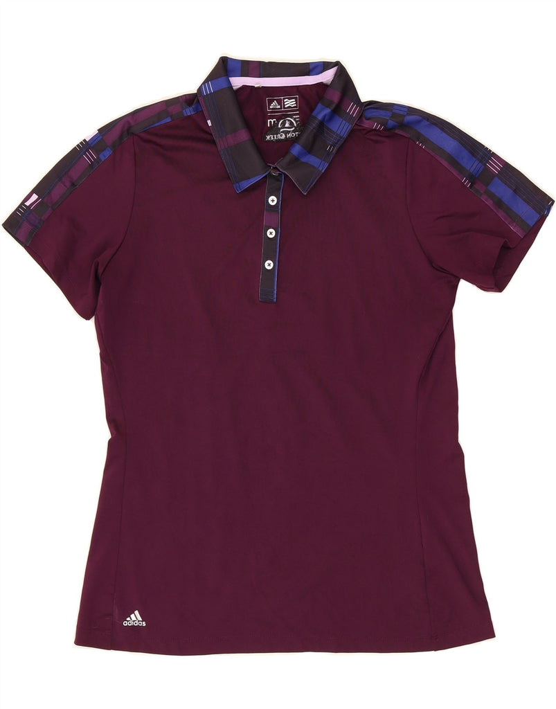 ADIDAS Womens Polo Shirt UK 14 Medium Purple Colourblock Polyester Vintage Adidas and Second-Hand Adidas from Messina Hembry 