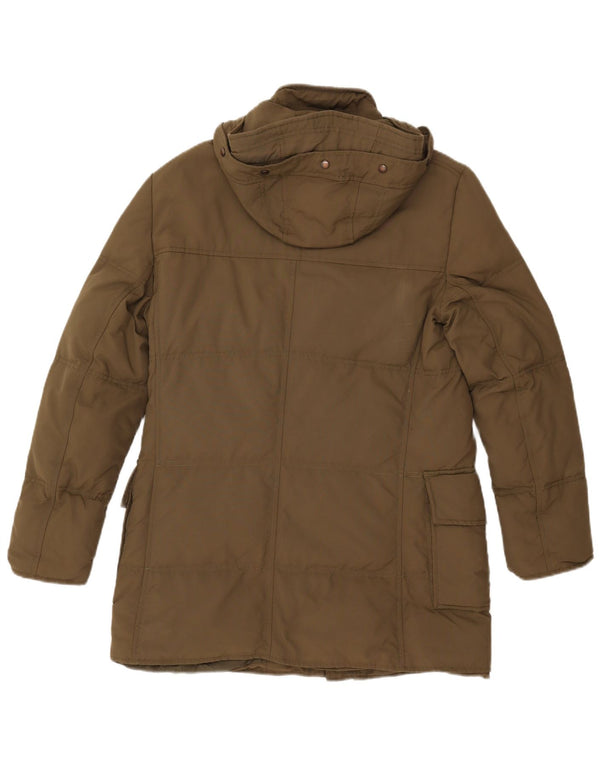 JOHN ASHFIELD Męski ocieplany płaszcz z kapturem UK 36, mały nylon w kolorze khaki