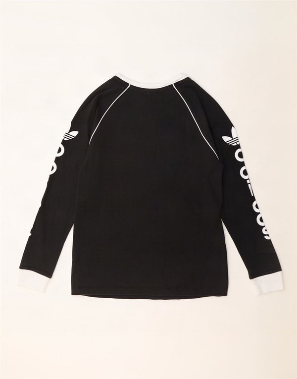 Adidas Womens Graphic Top Long Sleeve UK 12 Medium Black Colourblock Cotton