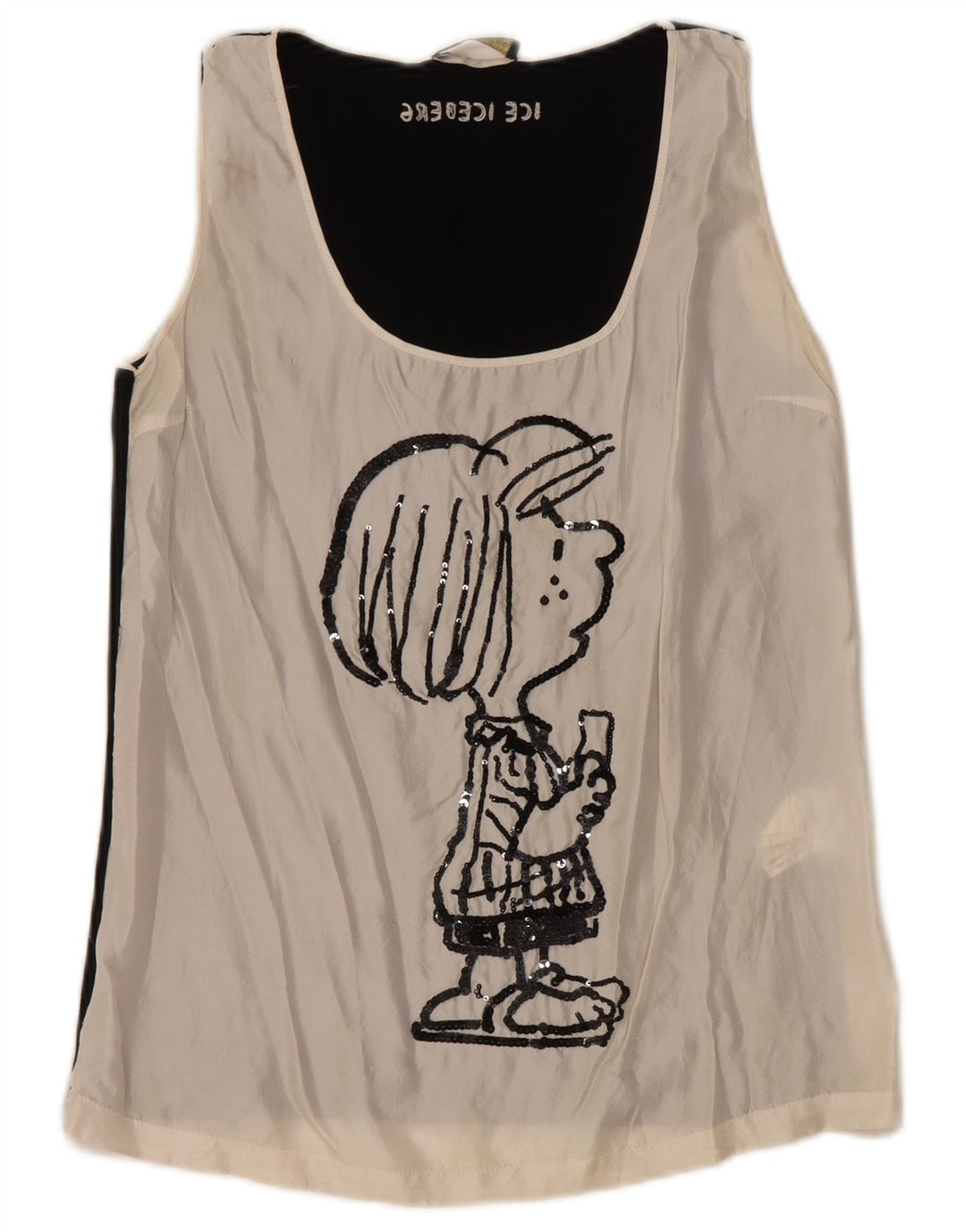 Damska bluzka z grafiką ICEBERG Top UK 8, mała, złamana biel, blok kolorów