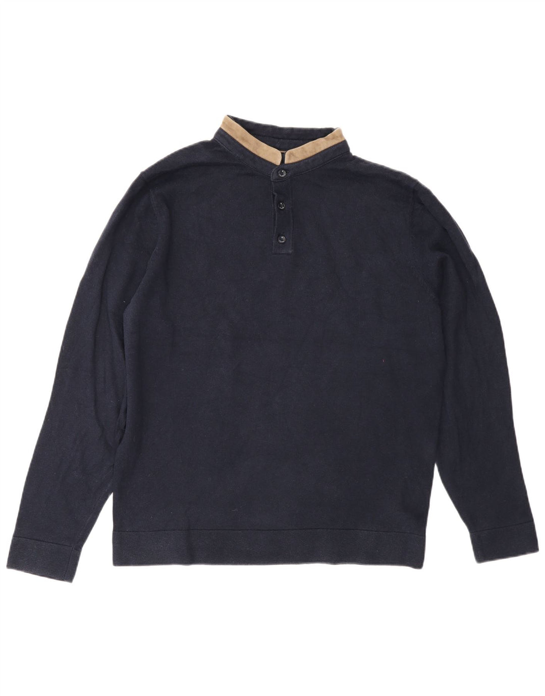 Męski sweter zapinany na guziki Massimo Dutti, duży, granatowy, bawełniany