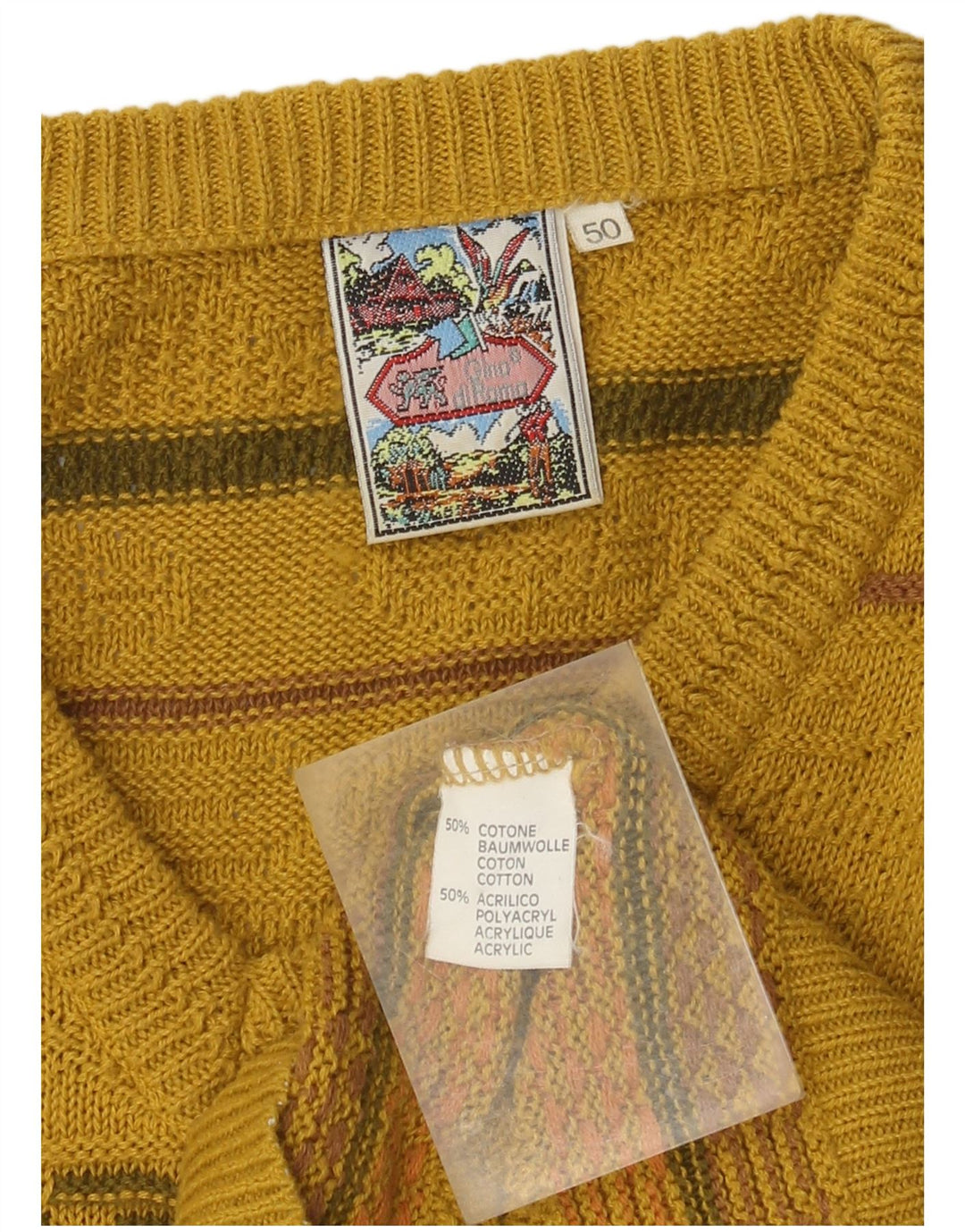 Podkoszulek męski Gino diRoma IT 50 w kolorze średniożółtym Fair Isle Cotton