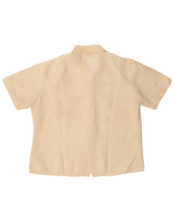 Damska bluzka koszulowa z krótkim rękawem VINTAGE UK 14 Średni żółty w kwiaty