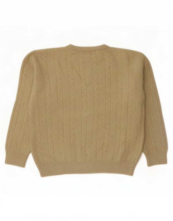 Męski sweter w stylu vintage z okrągłym dekoltem IT 54 XL Khaki Lambswool