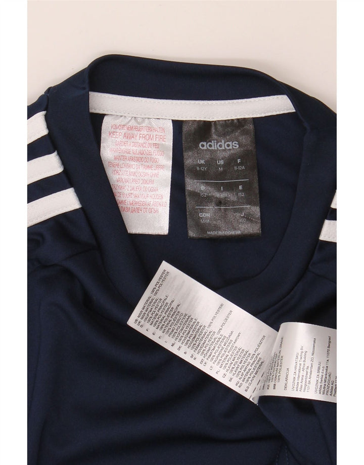 ADIDAS Boys Climalite T-Shirt Top 11-12 Years Navy Blue Polyester Vintage Adidas and Second-Hand Adidas from Messina Hembry 