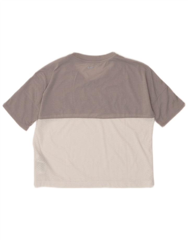 Damska koszulka Nike Crop Oversized Graphic Top UK 10, mały, szary poliester