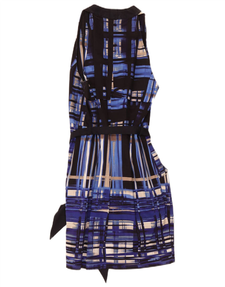 Karen Millen Damska sukienka podstawowa bez rękawów UK 12 Średni niebieski geometryczny