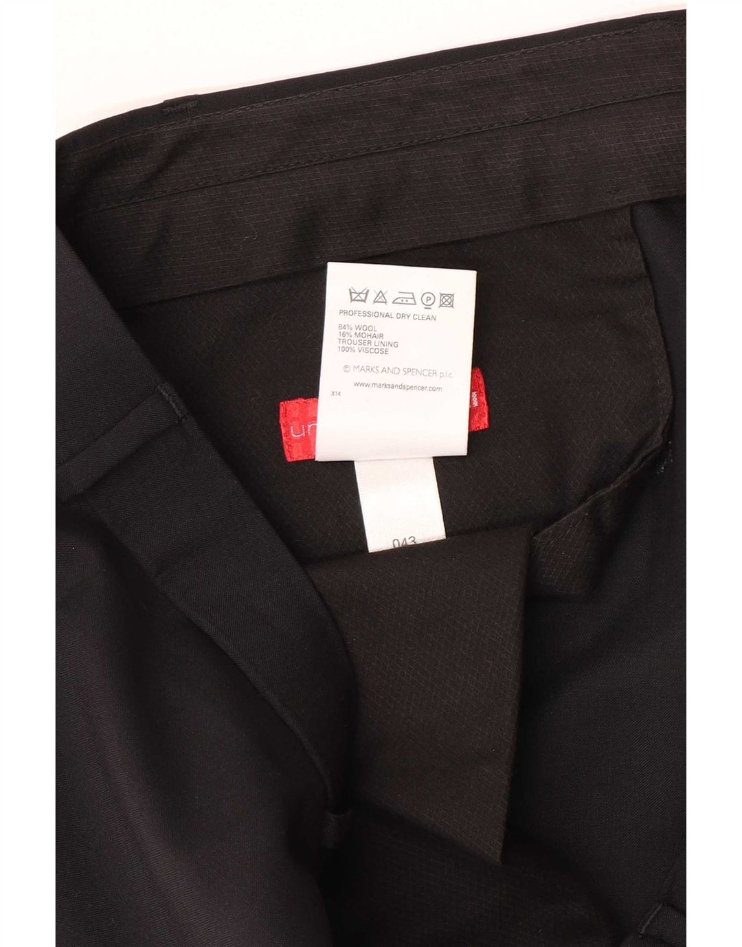 Marks & Spencer Męskie proste spodnie garniturowe W40 L31 Czarna wełna