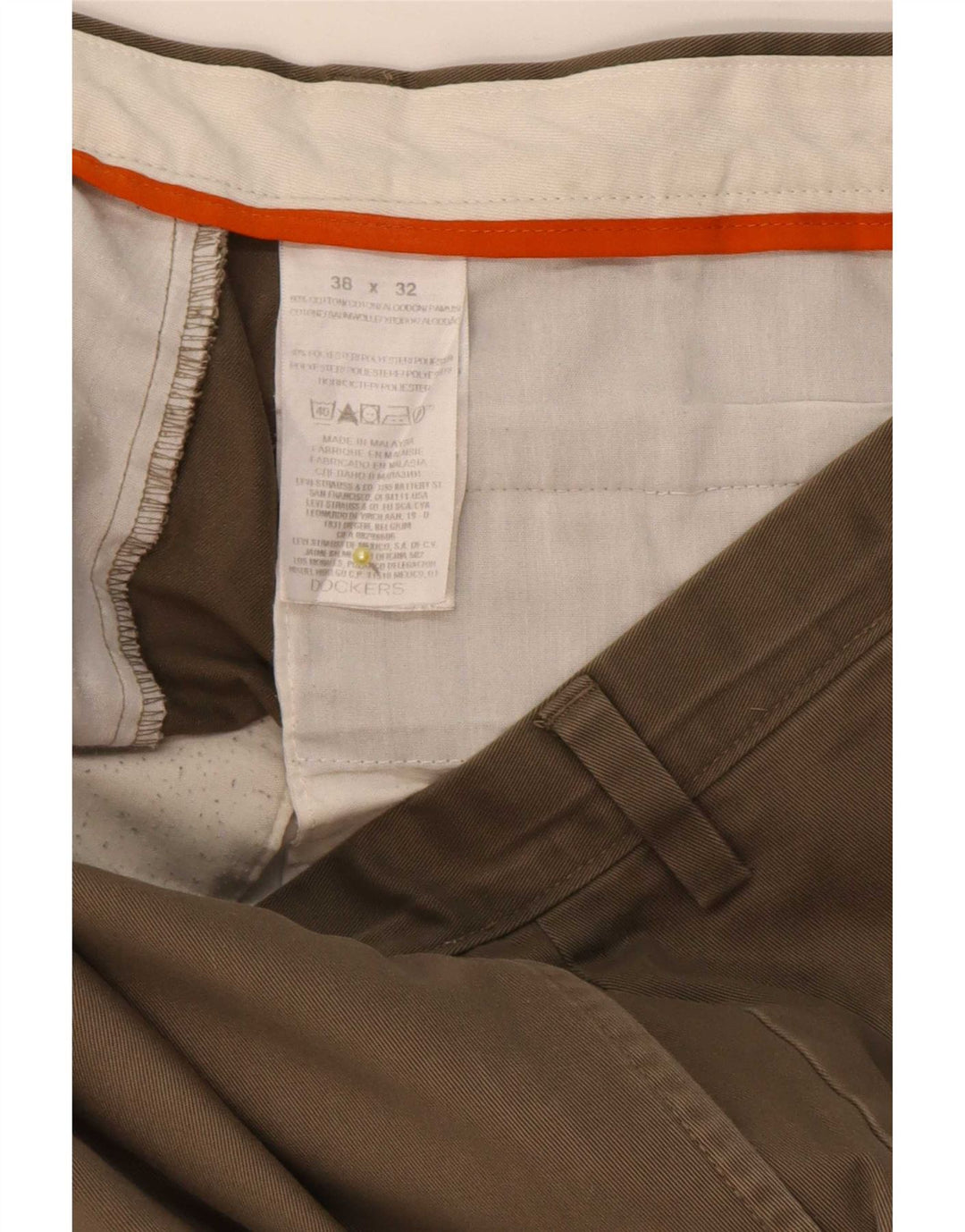 Męskie proste spodnie cargo Dockers W38 L32, bawełna khaki