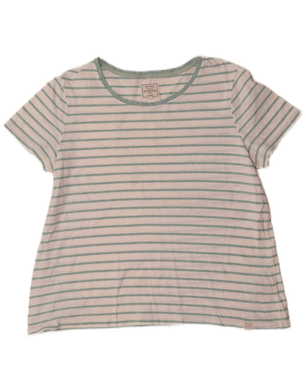 T-shirt damski Fat Face Top UK 16 duży, bawełniany w białe paski