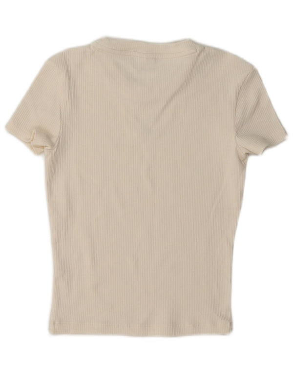 Damska koszulka Puma Crop Graphic Top UK 10, mała w kolorze złamanej bieli