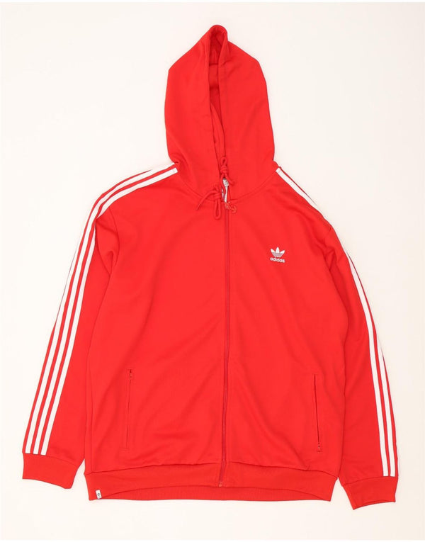Adidas Męski sweter z kapturem i zamkiem błyskawicznym XL Czerwony poliester