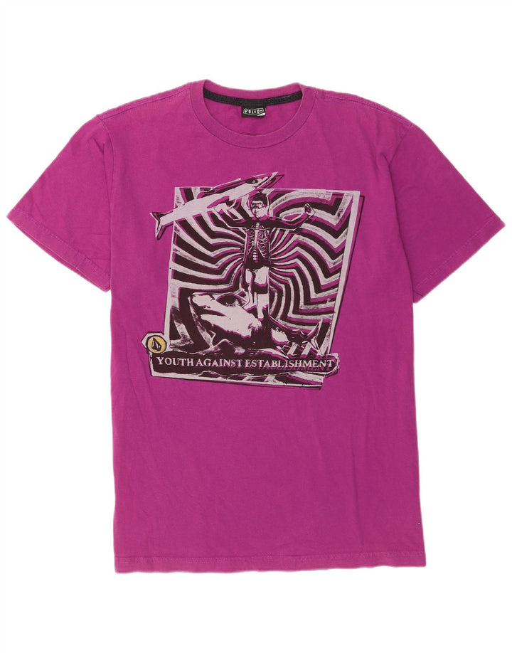 Męski T-shirt z grafiką Volcom, duży, fioletowy