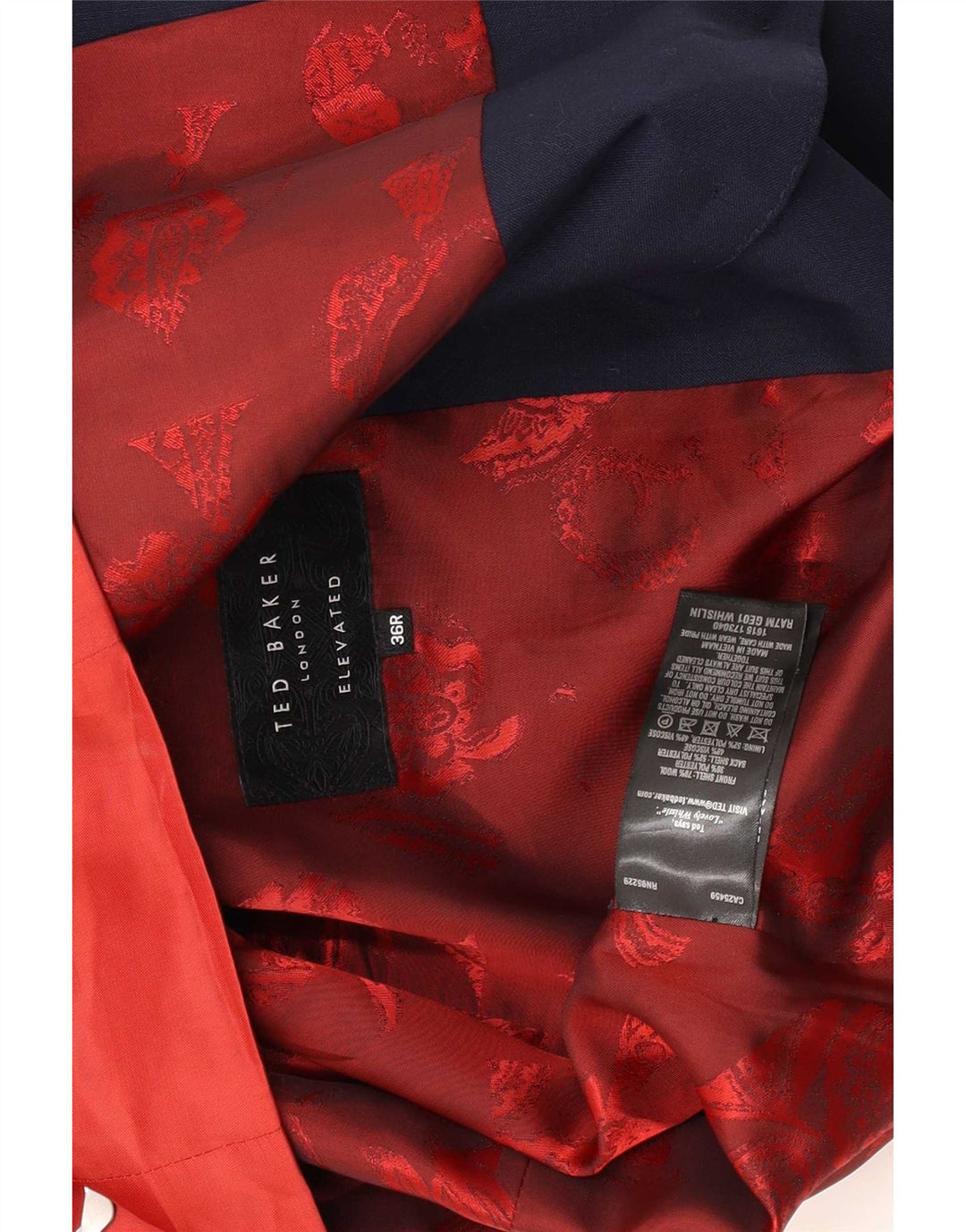 Ted Baker Męska kamizelka zapinana na 4 guziki, UK 36, mała, wełniana w kolorze granatowym