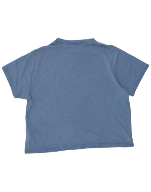 Levi's Womens Crop Graphic T-Shirt Top UK 14 Medium Blue Cotton