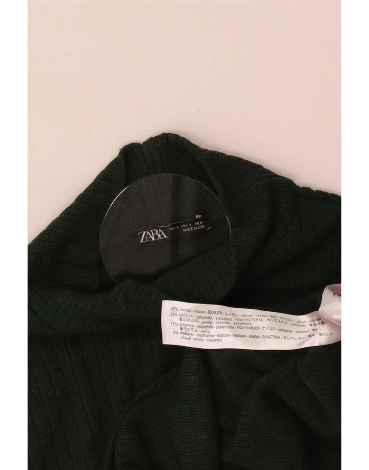 Damska bluzka o krótkim kroju Zara UK 8 Small, zielona wiskoza