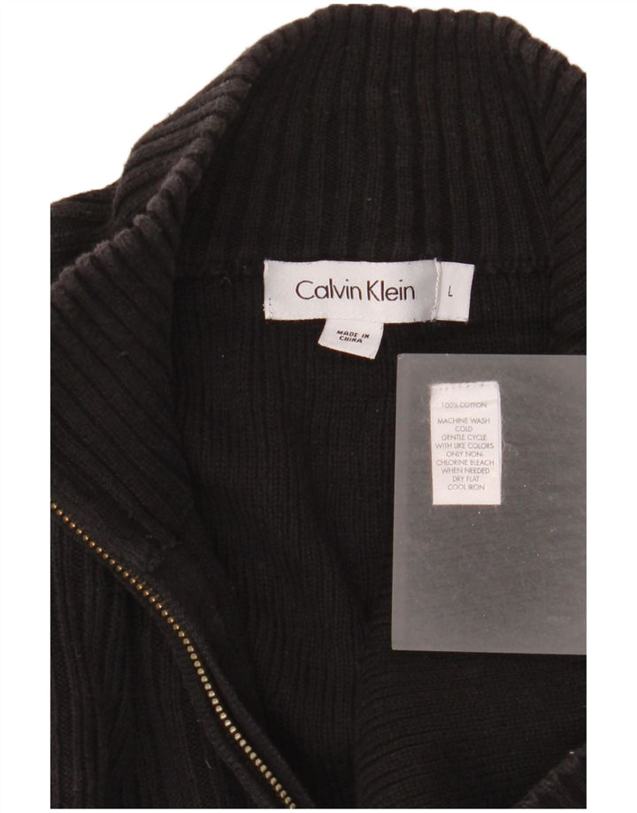 Męski sweter zapinany na zamek Calvin Klein, duży, czarny, bawełniany