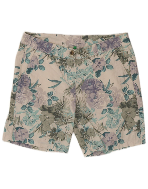 Damskie spodenki Chino Benetton UK 12 Medium W34 Biała bawełna w kwiaty