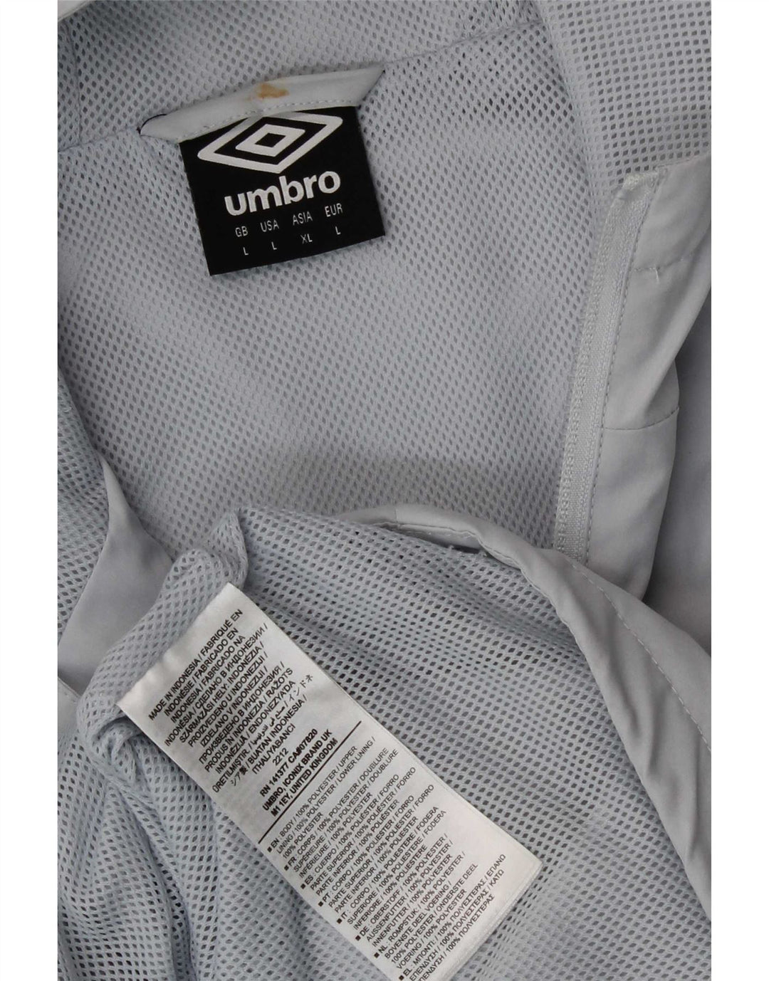 Męska kurtka przeciwdeszczowa z kapturem Umbro UK 40, duża, szary poliester