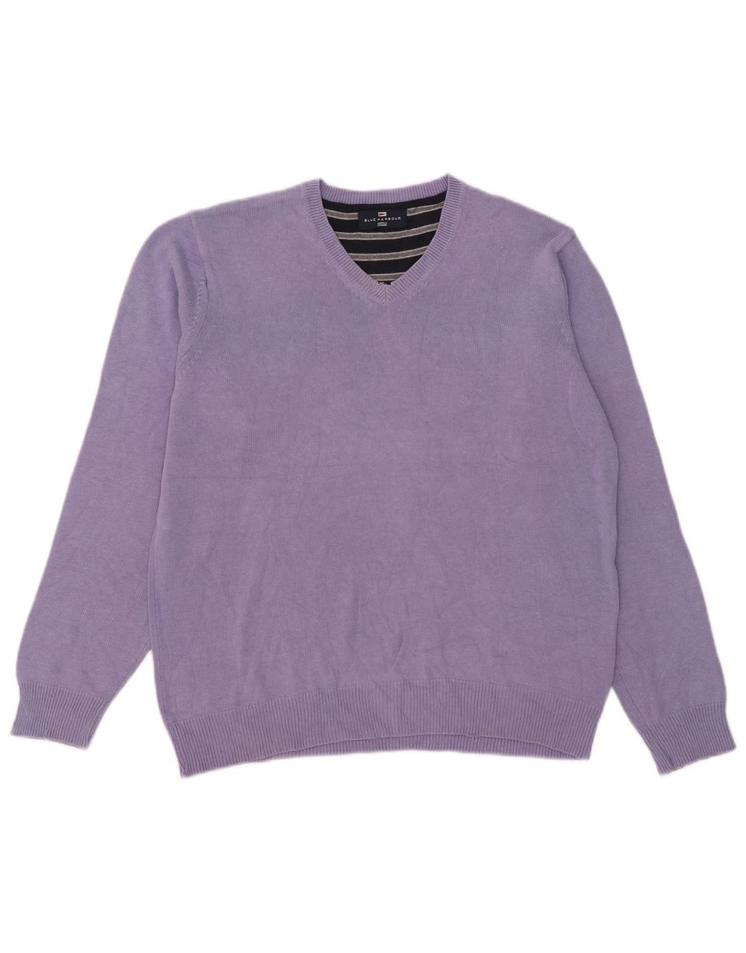 Męski sweter Marks & Spencer Blue Harbor z dekoltem w kształcie litery V, średni fiolet