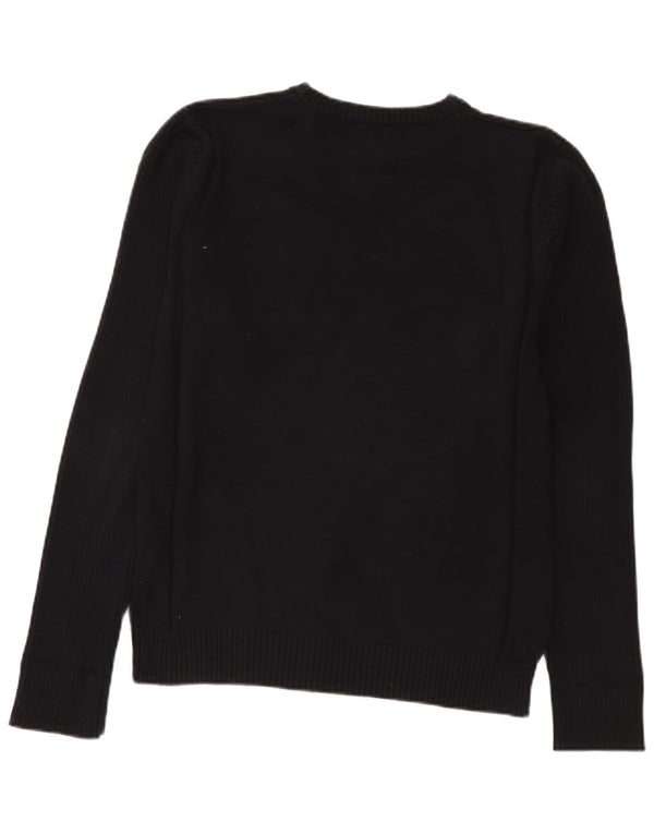 Męski sweter Jack & Jones z graficznym wycięciem pod szyją, duży, czarny, bawełniany
