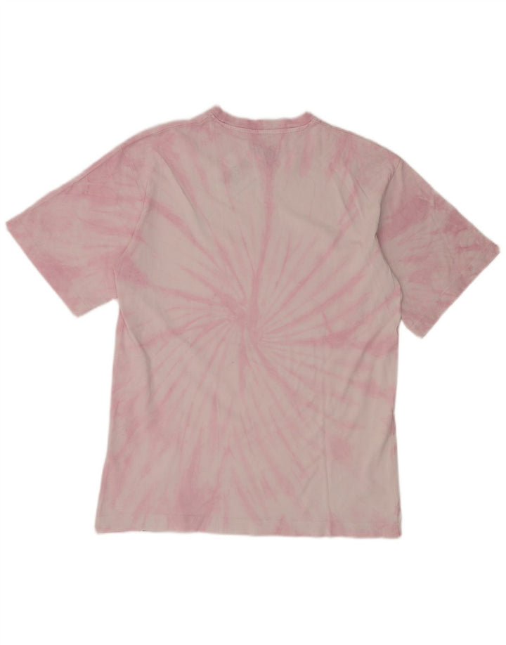 PULL & BEAR Męski T-shirt z grafiką, mały, różowy, bawełniany Tie Dye