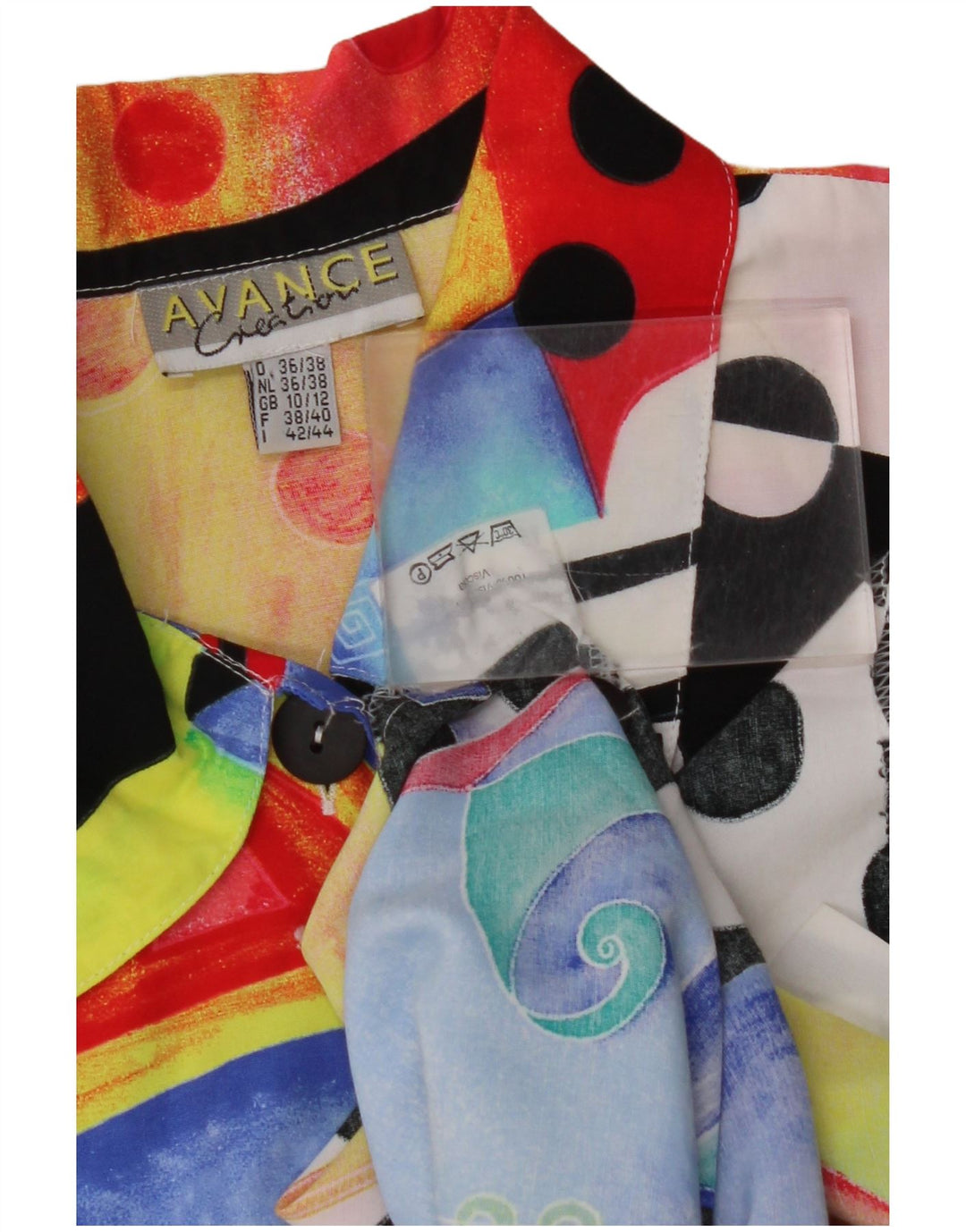 Damska koszula oversize VINTAGE UK 10/12, mała, wielokolorowa, geometryczna