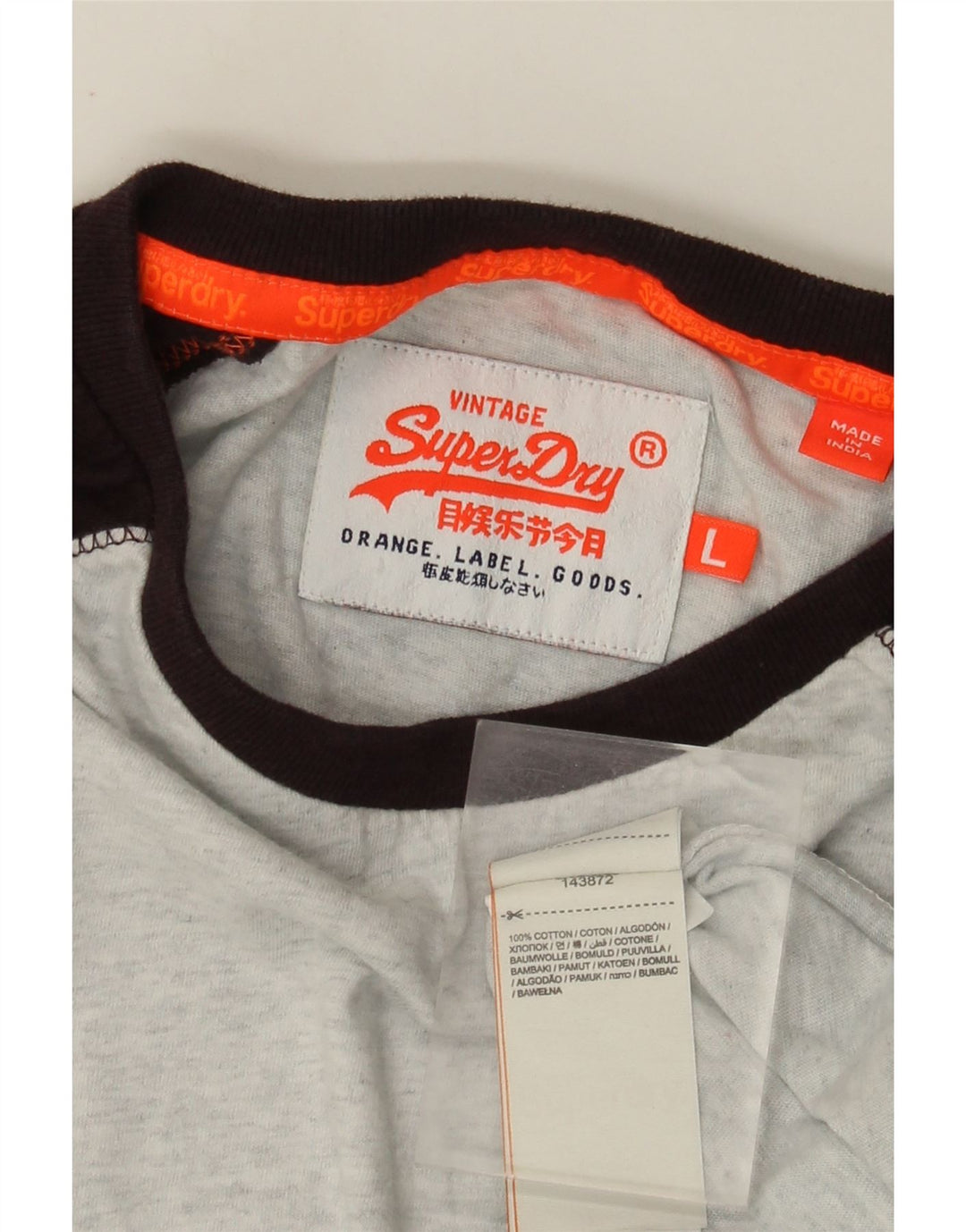 Superdry męski top z długim rękawem, duży, szary, bawełniany w bloki kolorów