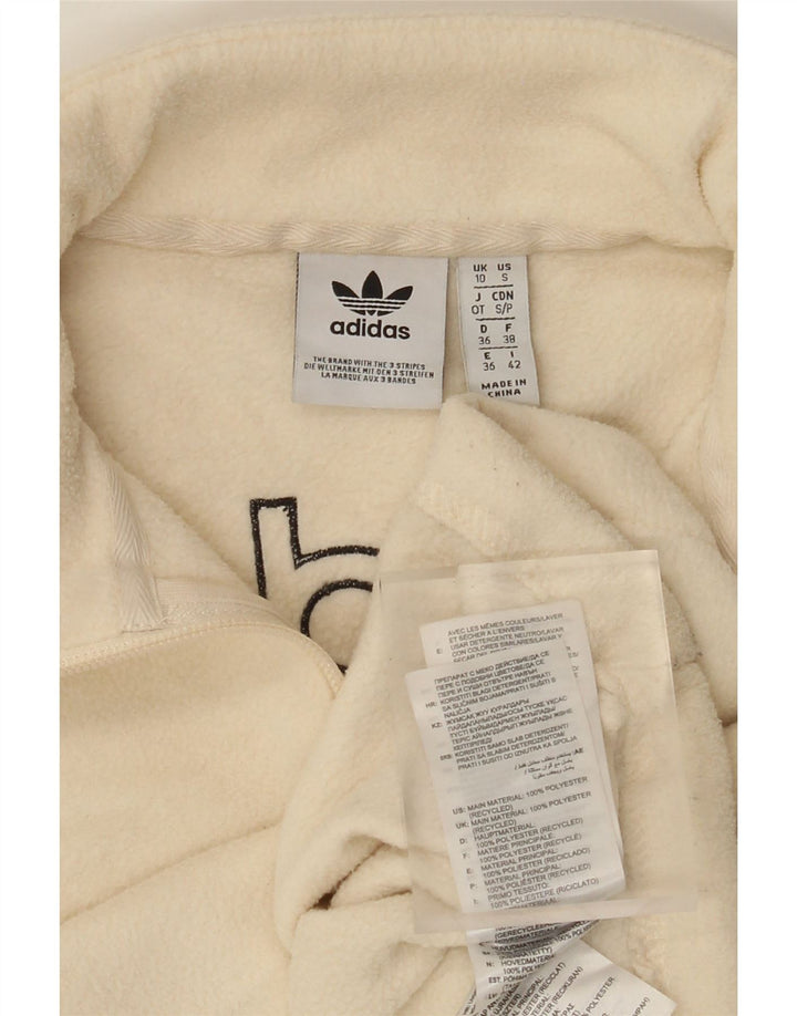 Damski sweter oversize ADIDAS z grafiką i zamkiem błyskawicznym, polar UK 10 Small Beige