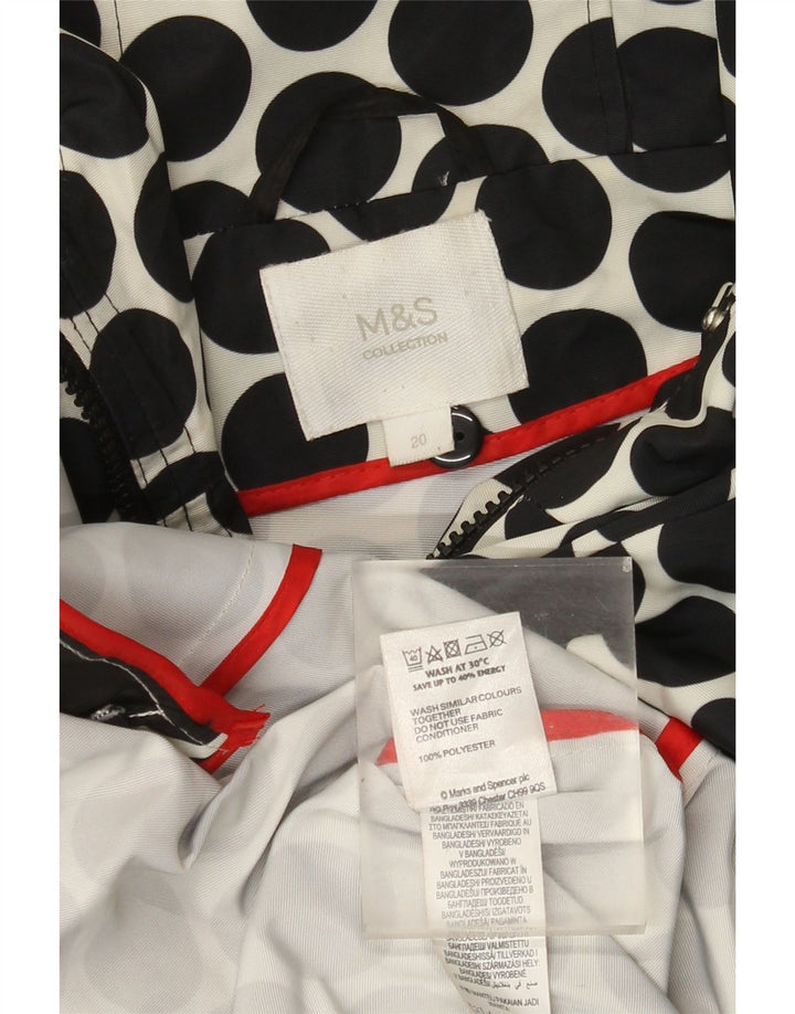 MARKS & SPENCER Damska kurtka przeciwdeszczowa z kapturem UK 20 2XL Czarna w kropki