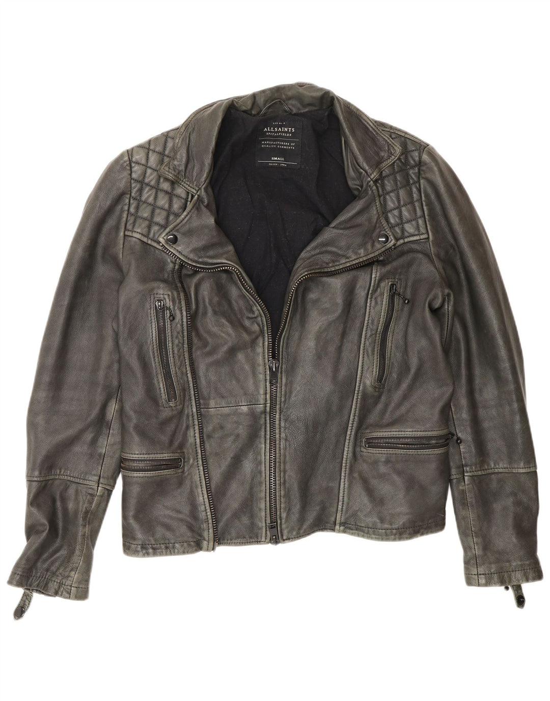 Męska kurtka skórzana All Saints Biker UK 36, mała, szara