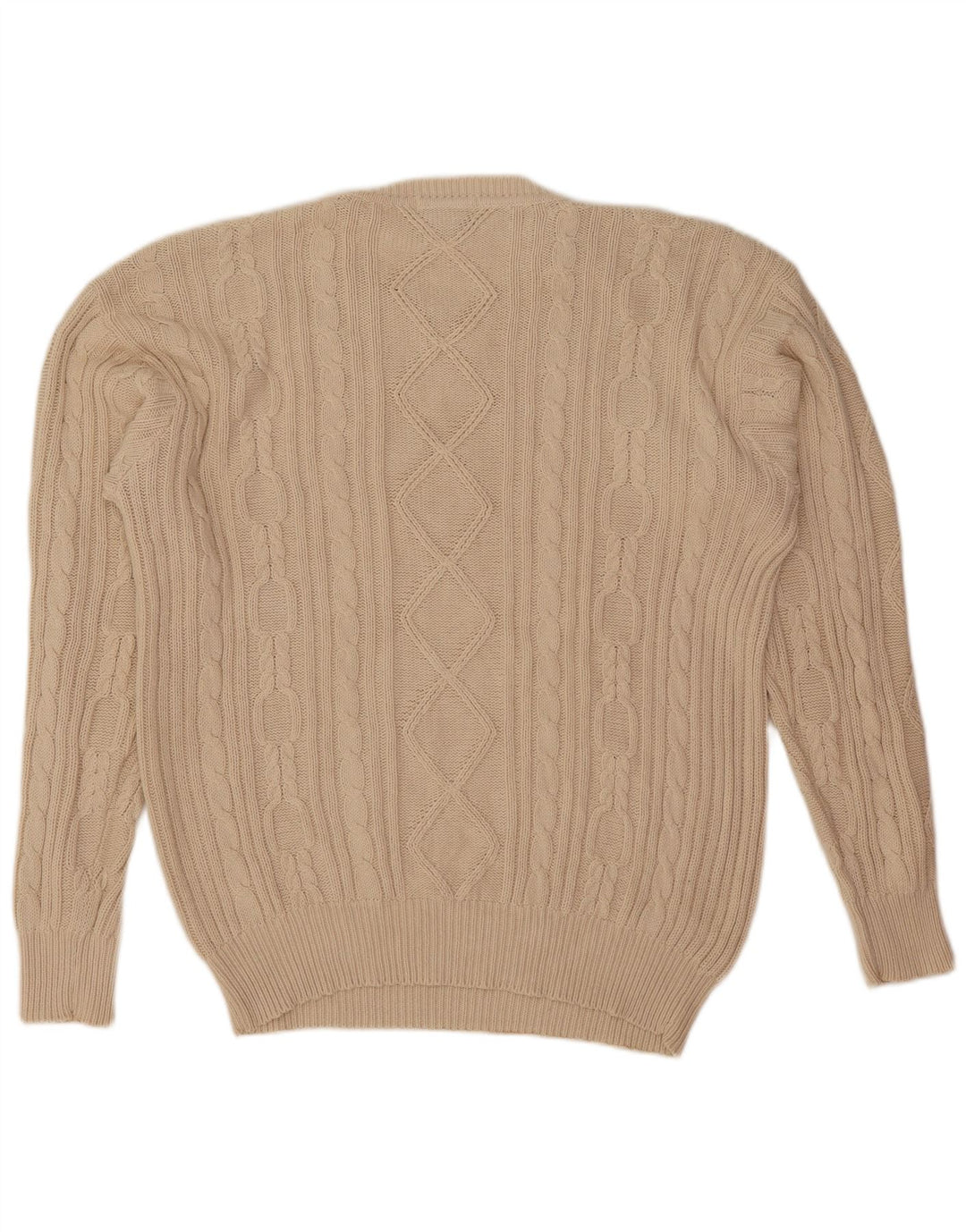 Męski sweter Jockey z okrągłym dekoltem, duży, beżowy