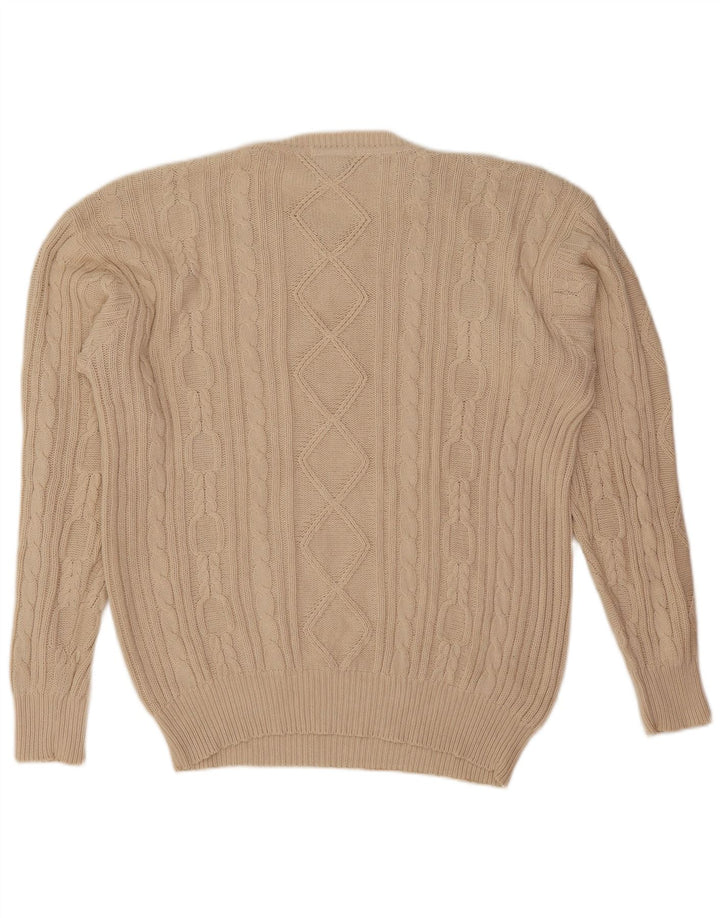 Męski sweter Jockey z okrągłym dekoltem, duży, beżowy