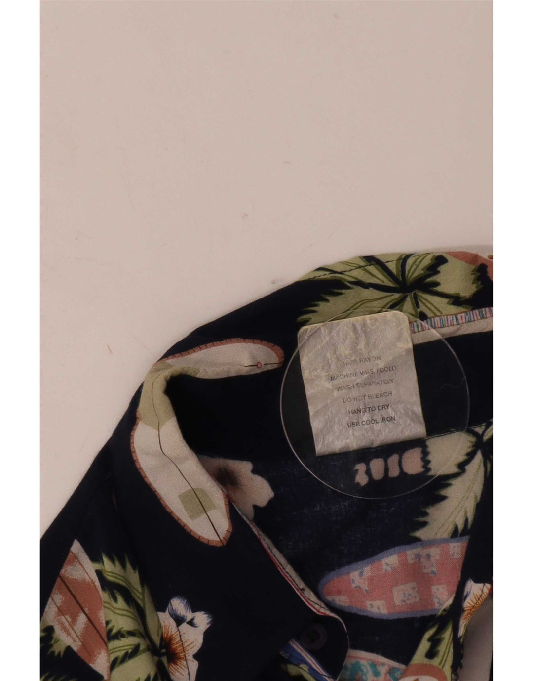 Męska koszula z krótkim rękawem w stylu vintage, abstrakcyjny, duży granatowy sztuczny jedwab